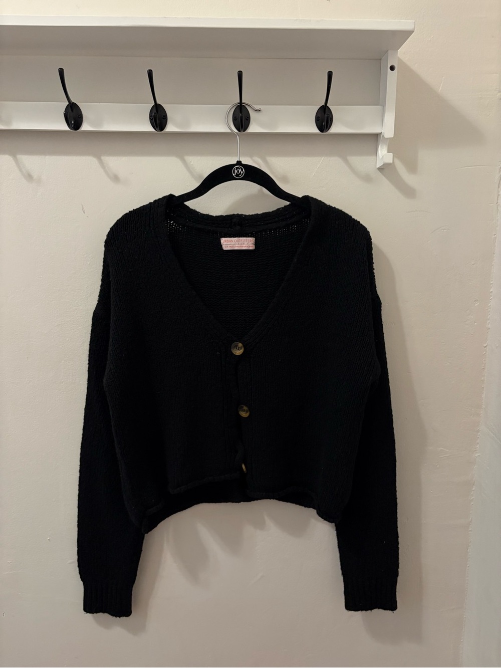 Urban Outfitters Black V-Neck Cropped Button Sweater